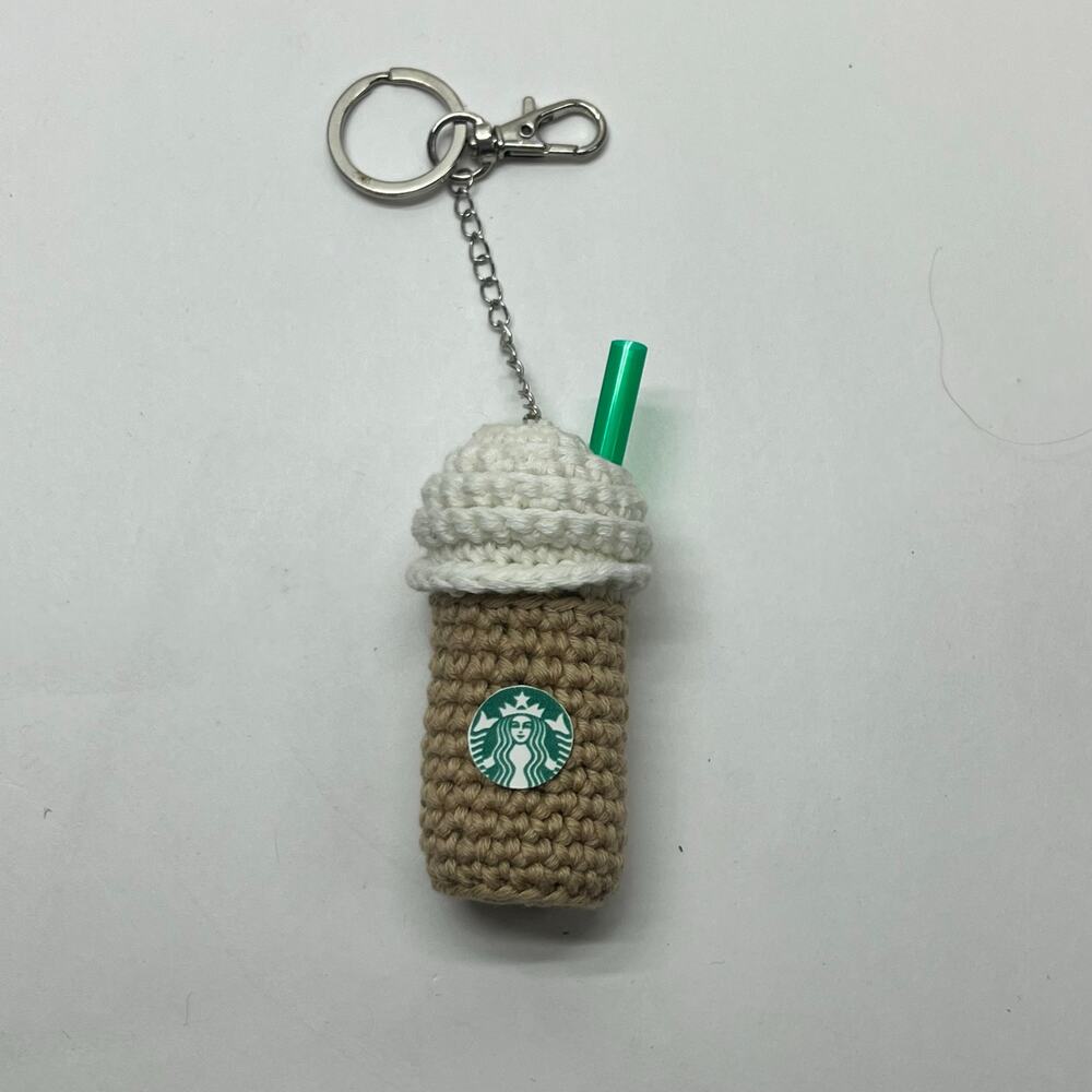 handmade crochet coffee frappuccino‎ cup plush keychain barista gift latte